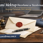 Resmi mektup hazırlama ve yazdırma hizmetini tanıtan ofis masası zarflar mürekkep kalemi ve kırmızı mühürlü zarfederler