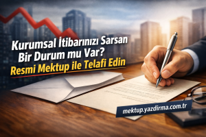 Turkish ad banner repair your corporate reputation with a formal letter a hand signs a document against a cityscape backdrop