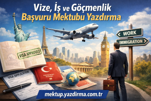 Businessman with a briefcase gazes at a collage of visa documents passports a globe and famous landmarks Statue of Liberty Eiffel Tower Big Ben with a flying airplane in the sky and a WorkImmigration sign