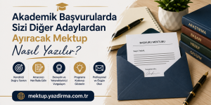 Akademik başvuruda sizleri diğer adaylardan ayıracak mektubun nasıl yazılacağını gösteren görsel web sitesi bağlantısı ve detaylar içeren reklam bannerı
