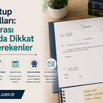 Turkish poster about official letter writing rules large bold title on the left icons representing steps and a desk with documents on the right